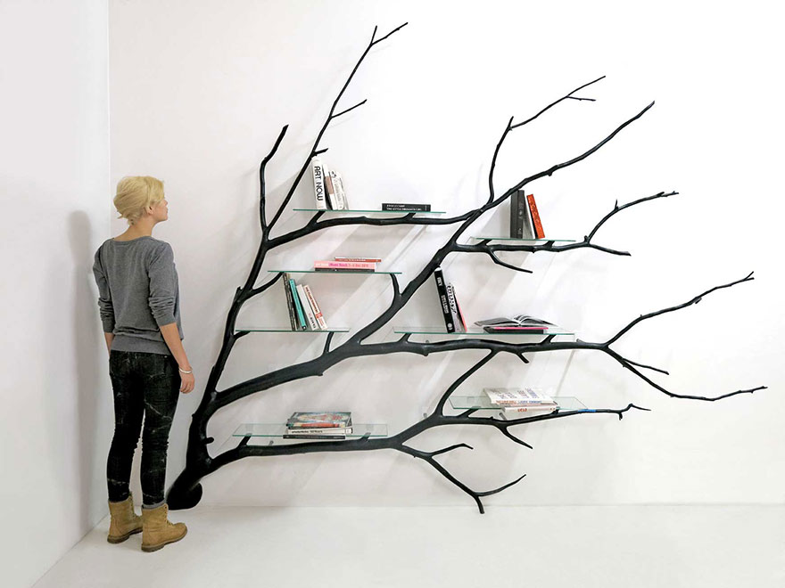 Artist Finds Fallen Tree Branch On Road, Turns It Into Shelf Artist Finds Fallen Tree Branch On Road, Turns It Into Shelf