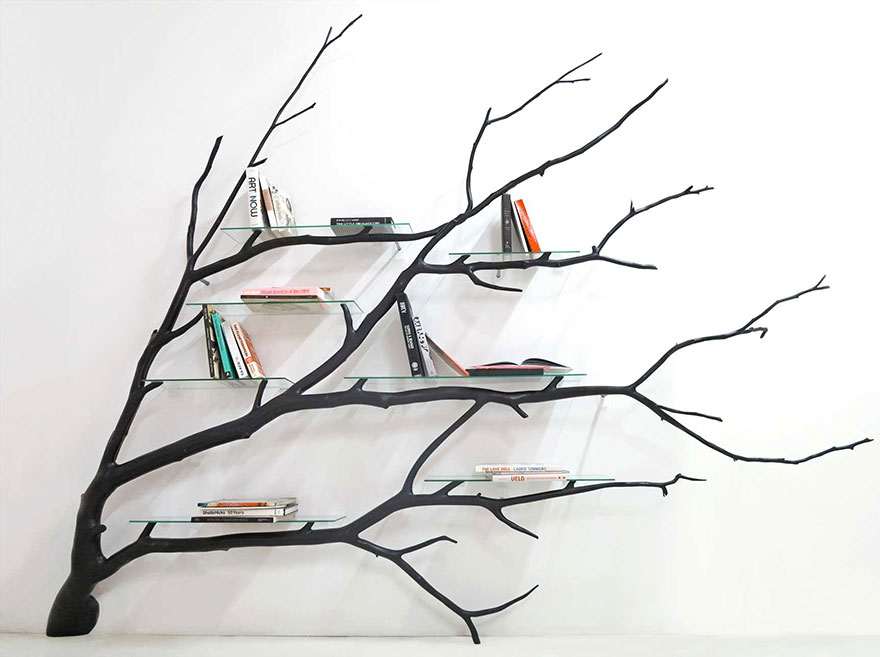 Artist Finds Fallen Tree Branch On Road, Turns It Into Shelf Artist Finds Fallen Tree Branch On Road, Turns It Into Shelf
