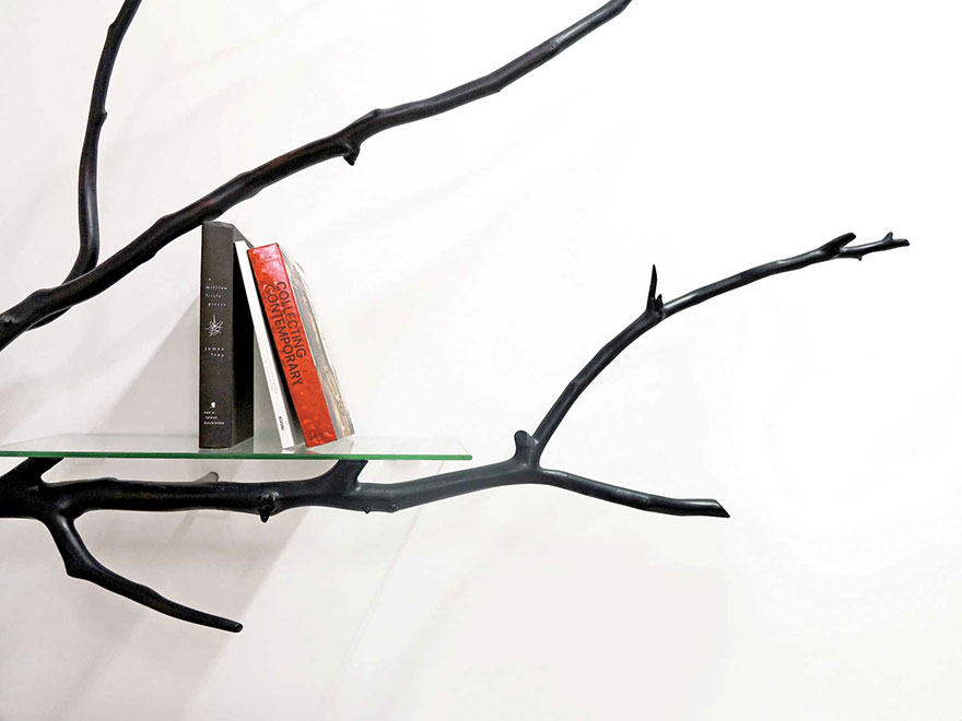 Artist Finds Fallen Tree Branch On Road, Turns It Into Shelf Artist Finds Fallen Tree Branch On Road, Turns It Into Shelf