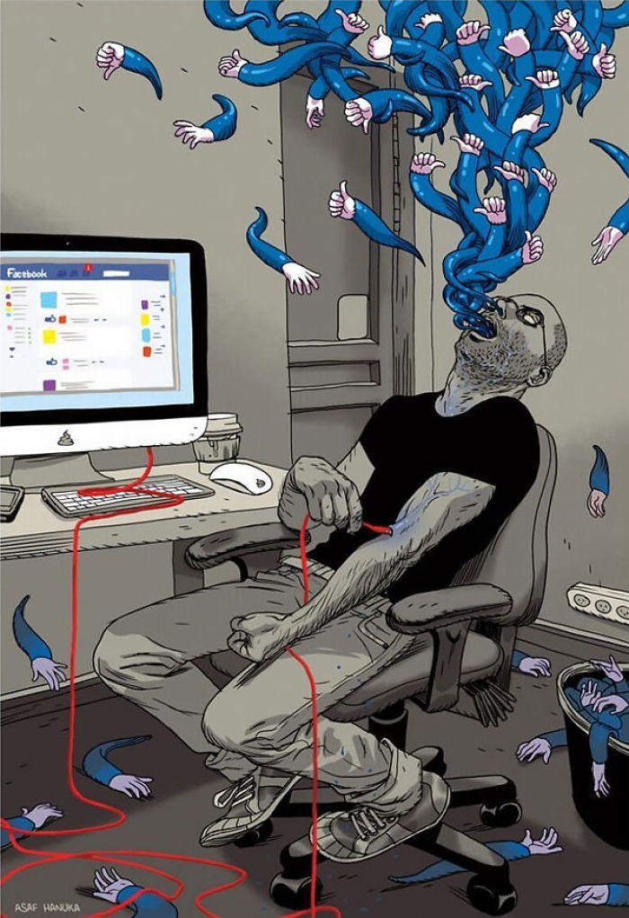 81 Satirical Illustrations Show Our Addiction To Technology