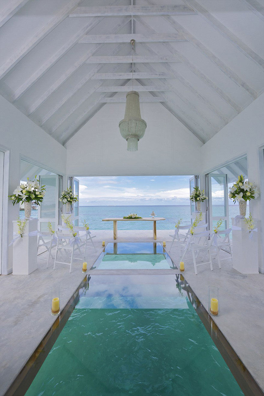 Overwater Wedding Pavilion With Glass Aisle Opens In Maldives Overwater Wedding Pavilion With Glass Aisle Opens In Maldives