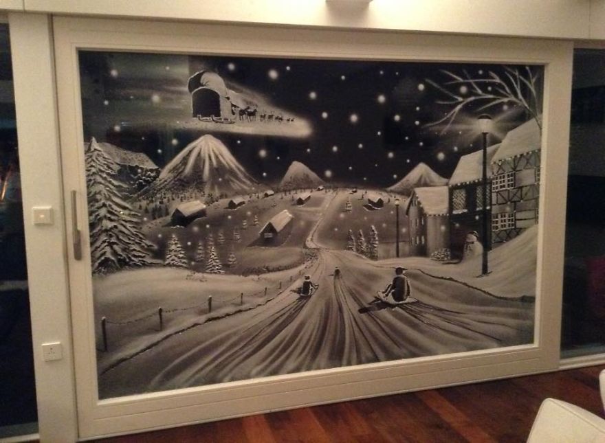 Window Snow Art That I Created Using Snow Spray Window Snow Art That I Created Using Snow Spray