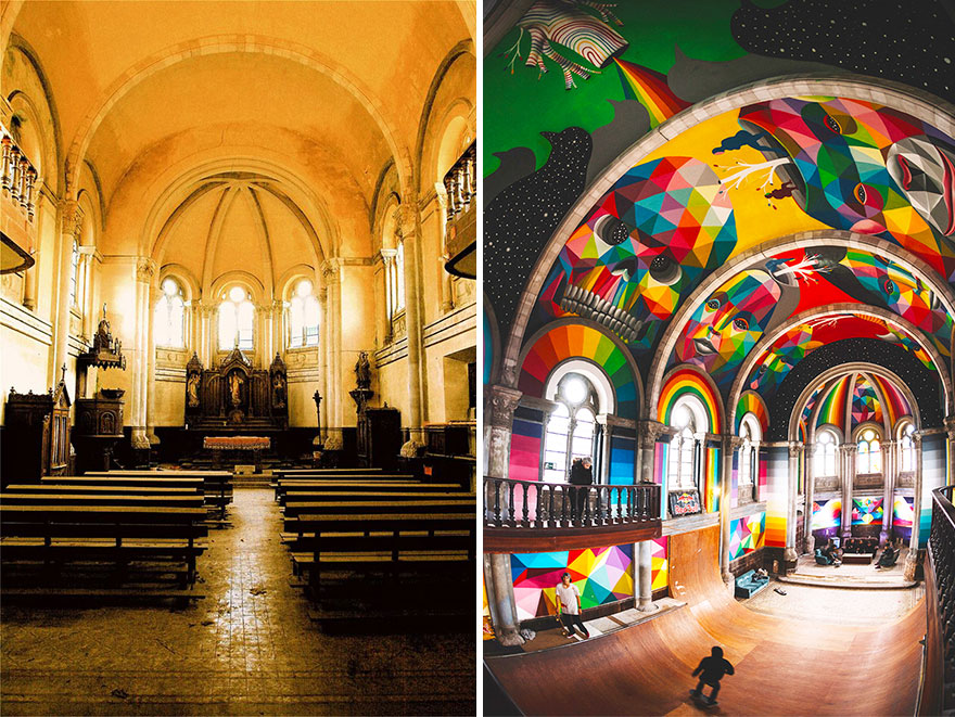 A 100-Year-Old Church Transformed Into A Skate Park Painted With Colorful Graffiti
