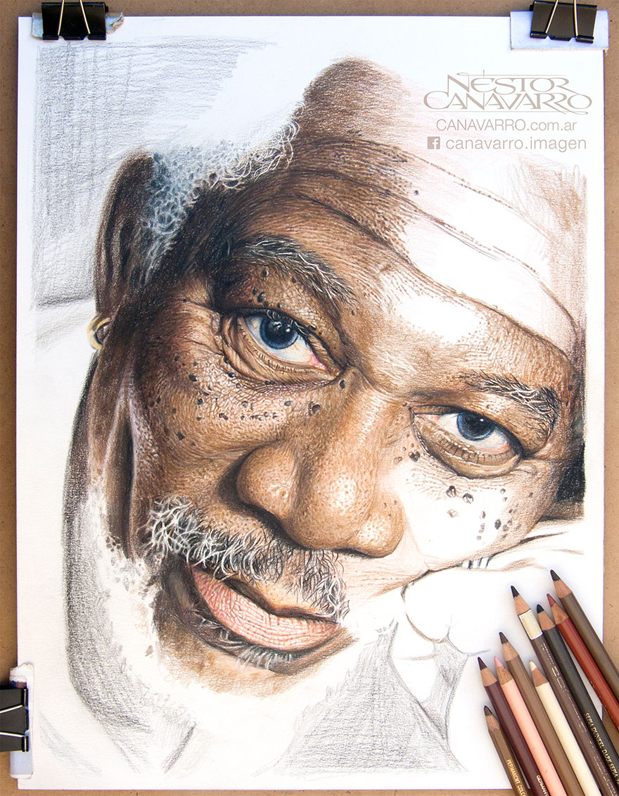 My 50-Hour High-Detail Drawing Of Morgan Freeman In Color Pencils My 50-Hour High-Detail Drawing Of Morgan Freeman In Color Pencils
