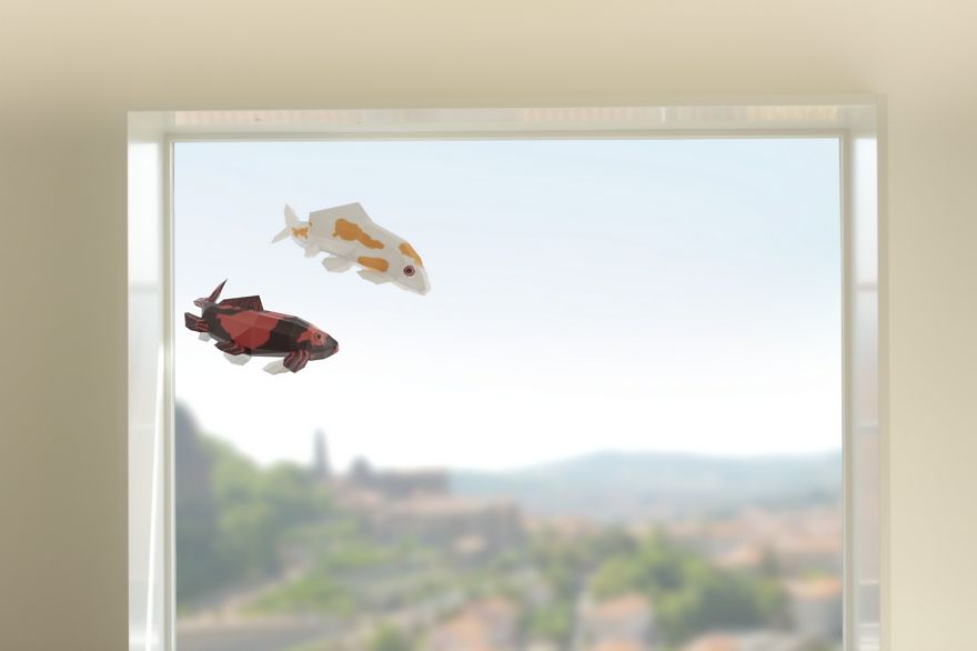 Ceiling Installation Of Koi Fishes Diving In And Out Of The Ceiling Ceiling Installation Of Koi Fishes Diving In And Out Of The Ceiling