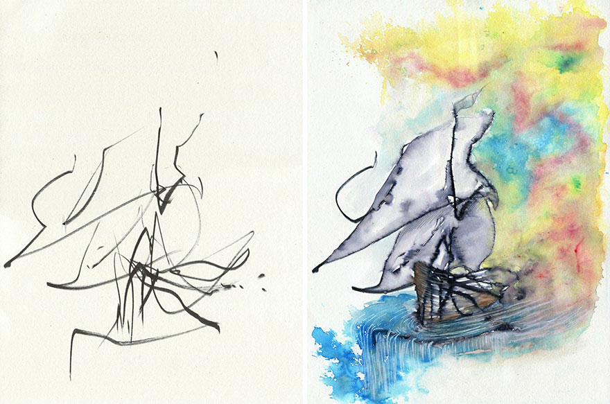 Mom Turns Her 3-Year-Old’s Doodles Into Paintings Mom Turns Her 3-Year-Old’s Doodles Into Paintings