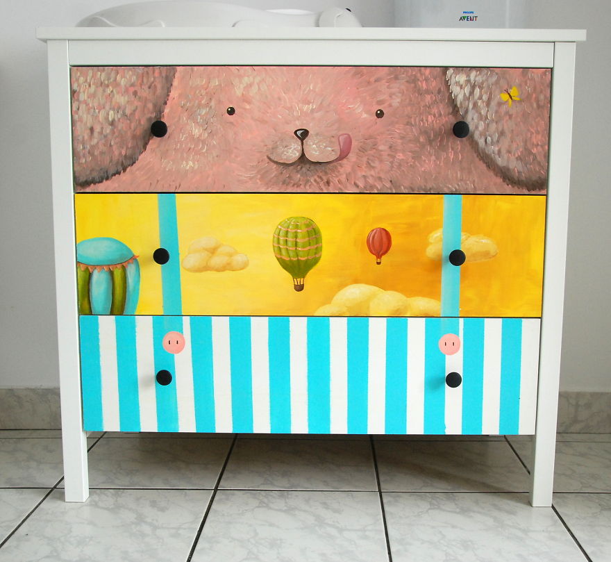 I Give New Life To Boring Furniture By Painting Cute Characters