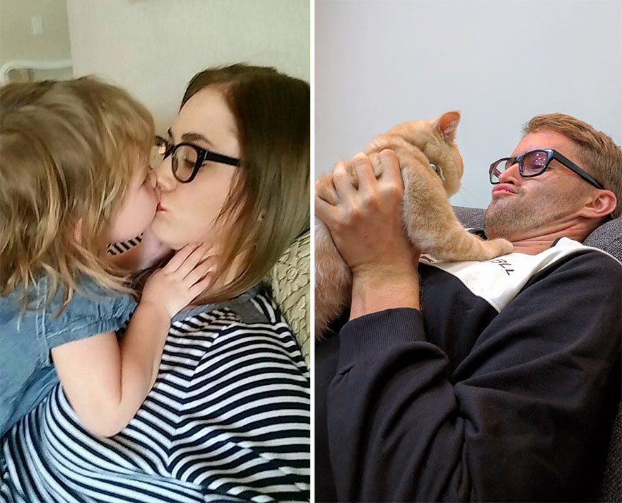 Single Guy Recreates His Twin Sister&#8217;s Baby Photos Using A Cat (7 Pics)