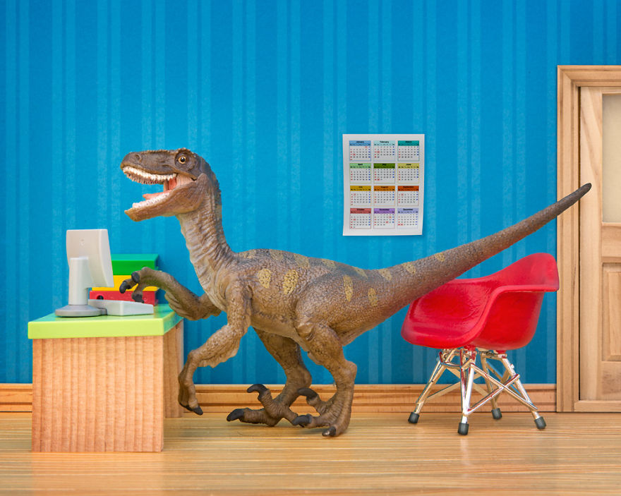 I Teach My Daughter Photography By Creating Domestic Dinosaur Scenes
