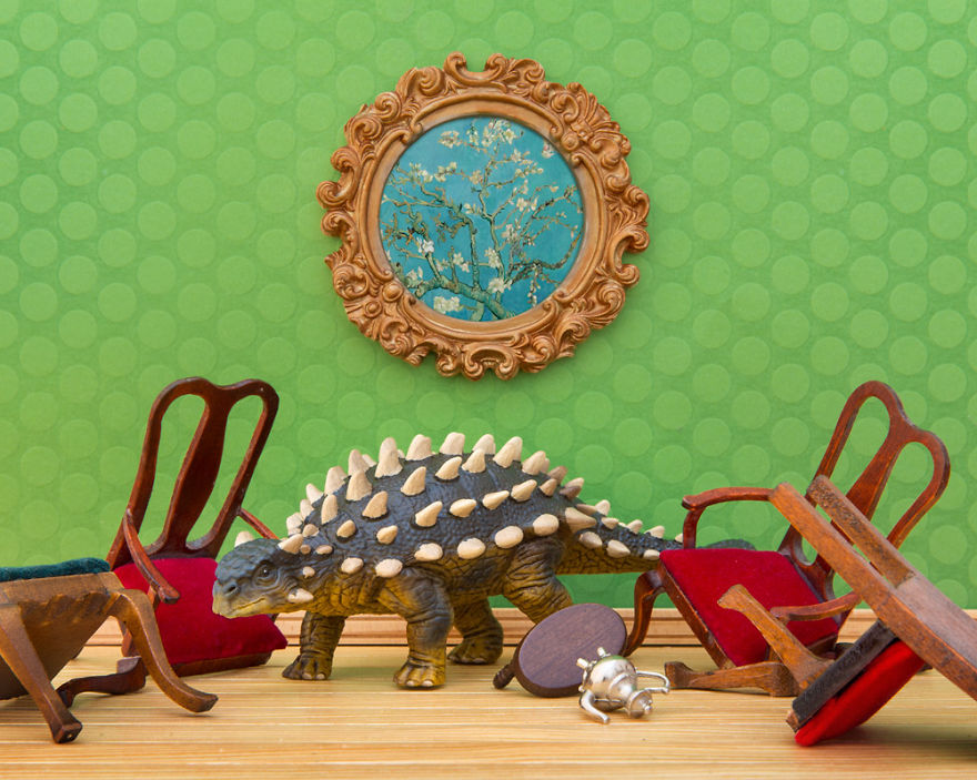 I Teach My Daughter Photography By Creating Domestic Dinosaur Scenes