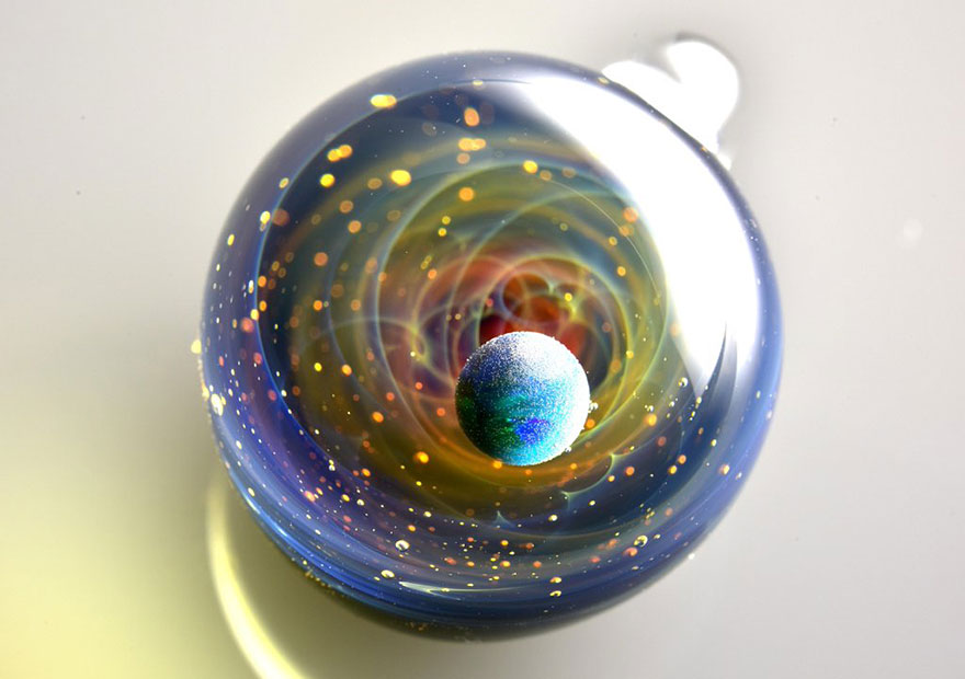 Space Glass: Planets And Galaxies Trapped In Tiny Glass Pendants By Japanese Artist