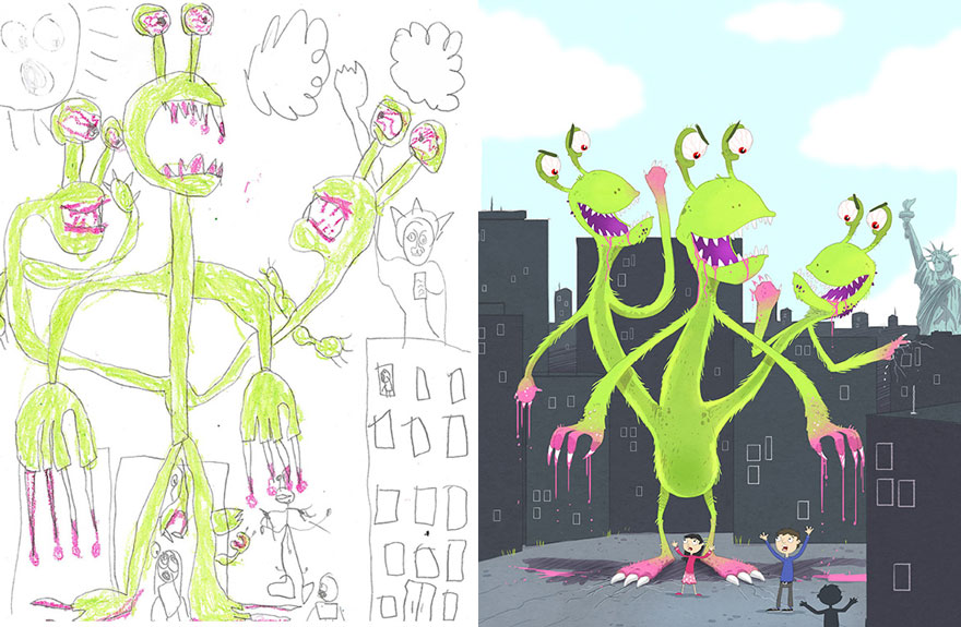 55 Artists Recreate Kids’ Monster Doodles In Their Unique Styles 55 Artists Recreate Kids’ Monster Doodles In Their Unique Styles