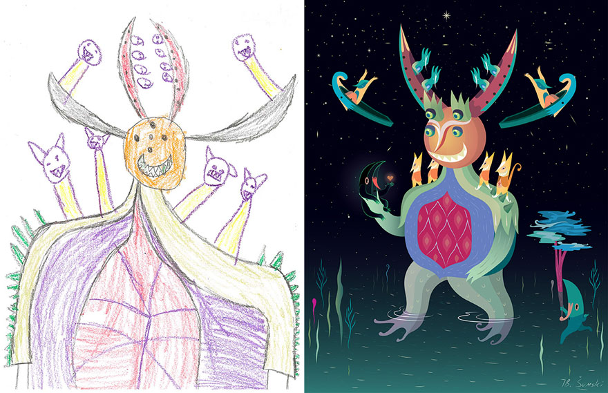 55 Artists Recreate Kids’ Monster Doodles In Their Unique Styles 55 Artists Recreate Kids’ Monster Doodles In Their Unique Styles