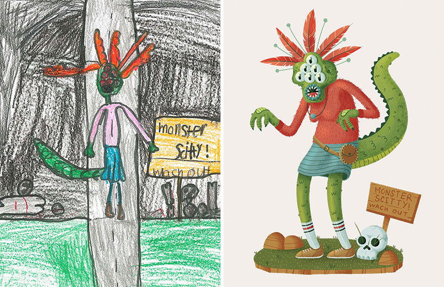 55 Artists Recreate Kids’ Monster Doodles In Their Unique Styles 55 Artists Recreate Kids’ Monster Doodles In Their Unique Styles