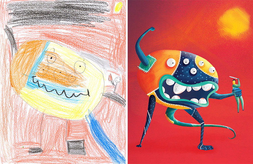 55 Artists Recreate Kids’ Monster Doodles In Their Unique Styles 55 Artists Recreate Kids’ Monster Doodles In Their Unique Styles
