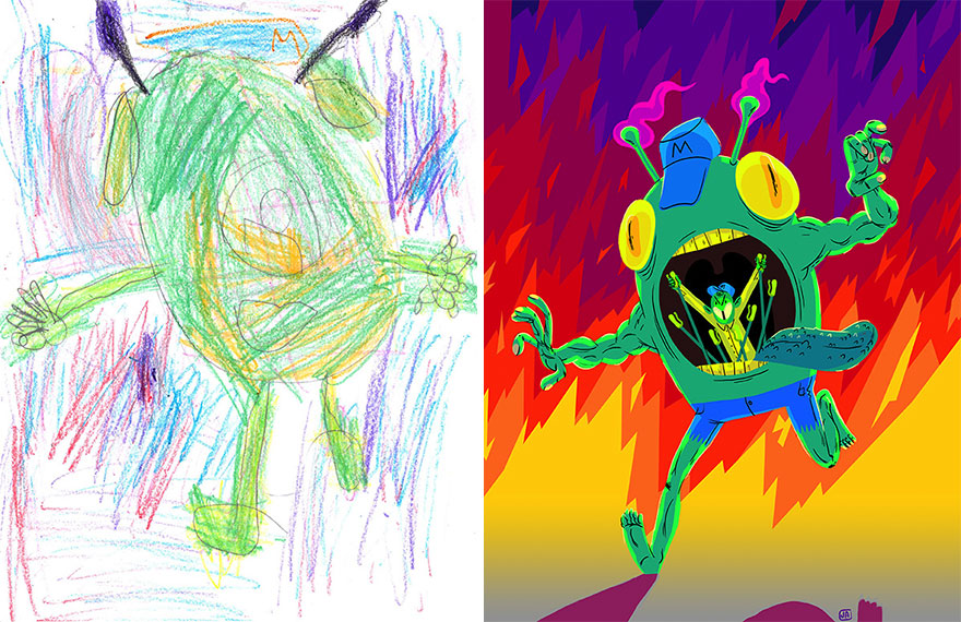 55 Artists Recreate Kids’ Monster Doodles In Their Unique Styles 55 Artists Recreate Kids’ Monster Doodles In Their Unique Styles