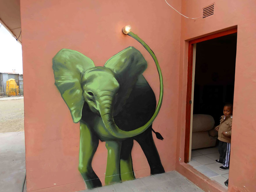 Elephant Street Art In South African Villages To Give People Hope (11+ Pics)