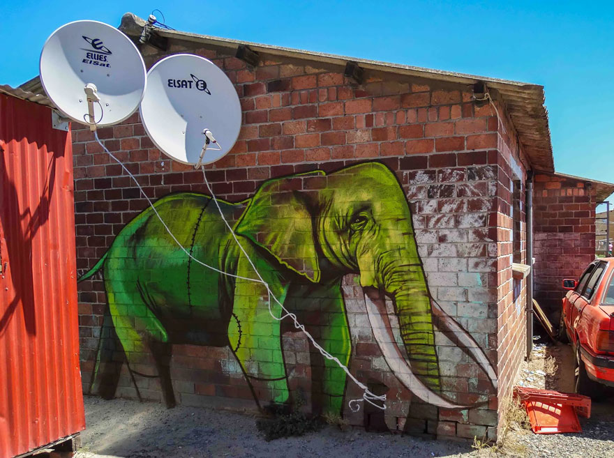 Elephant Street Art In South African Villages To Give People Hope (11+ Pics)