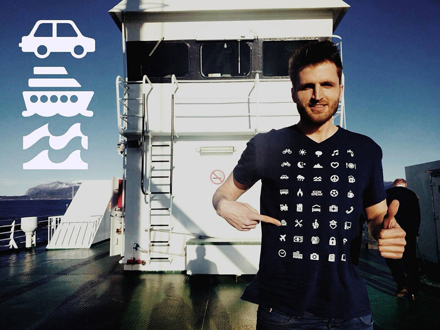 Traveller T-Shirt With 40 Icons Lets You Communicate In Any Country Even If You Don&#8217;t Speak Its Language