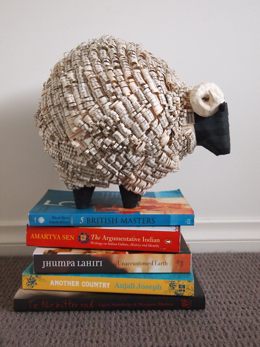 I Cut Old Books Into Hundreds Of Strips, Scales, And Curls, And Turn Them Into Animal Sculptures I Cut Old Books Into Hundreds Of Strips, Scales, And Curls, And Turn Them Into Animal Sculptures