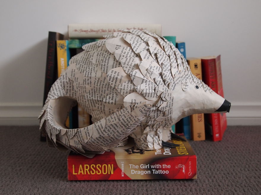 I Cut Old Books Into Hundreds Of Strips, Scales, And Curls, And Turn Them Into Animal Sculptures I Cut Old Books Into Hundreds Of Strips, Scales, And Curls, And Turn Them Into Animal Sculptures