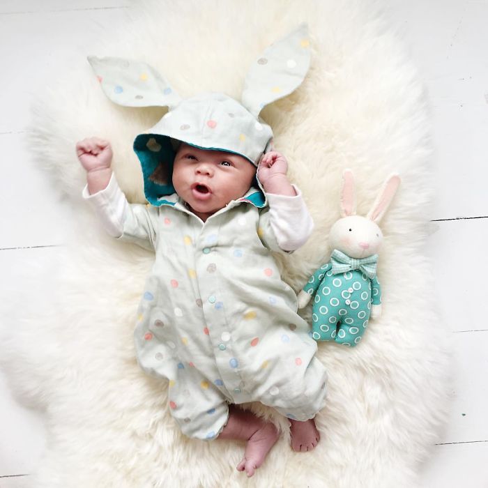 We Just Adopted Our Son 2 Weeks Ago, And I Couldn&#8217;t Resist Photographing Him With Our Bunny