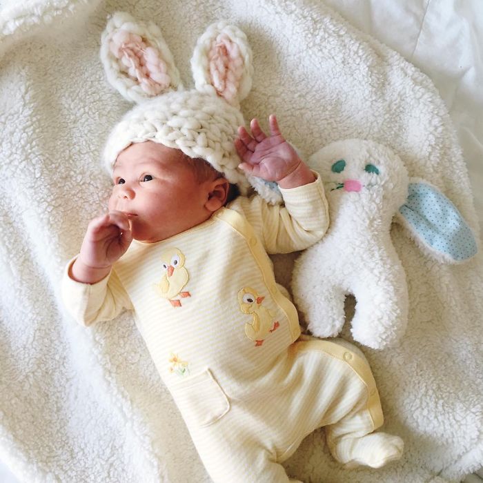We Just Adopted Our Son 2 Weeks Ago, And I Couldn&#8217;t Resist Photographing Him With Our Bunny