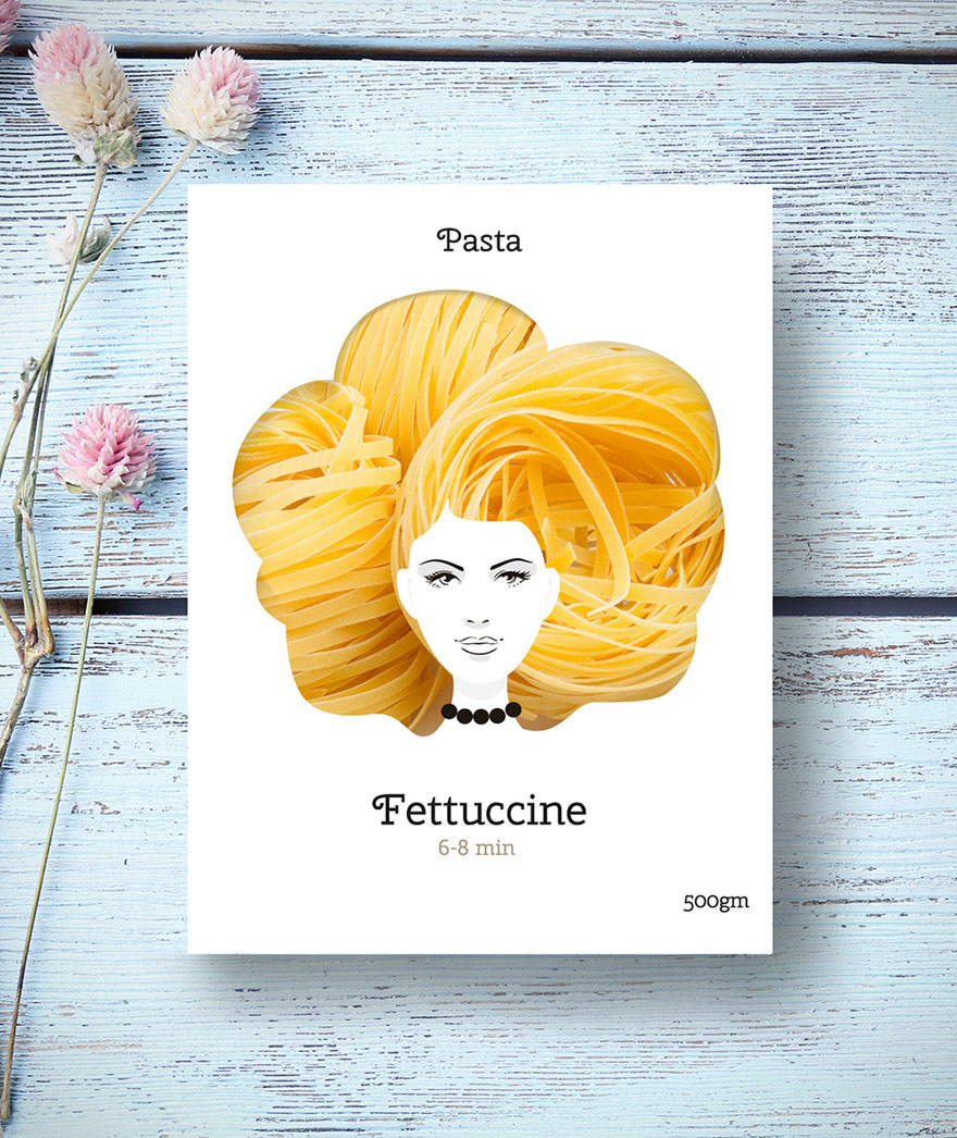 Creative Packaging Design Turns Pasta Into Hair Creative Packaging Design Turns Pasta Into Hair