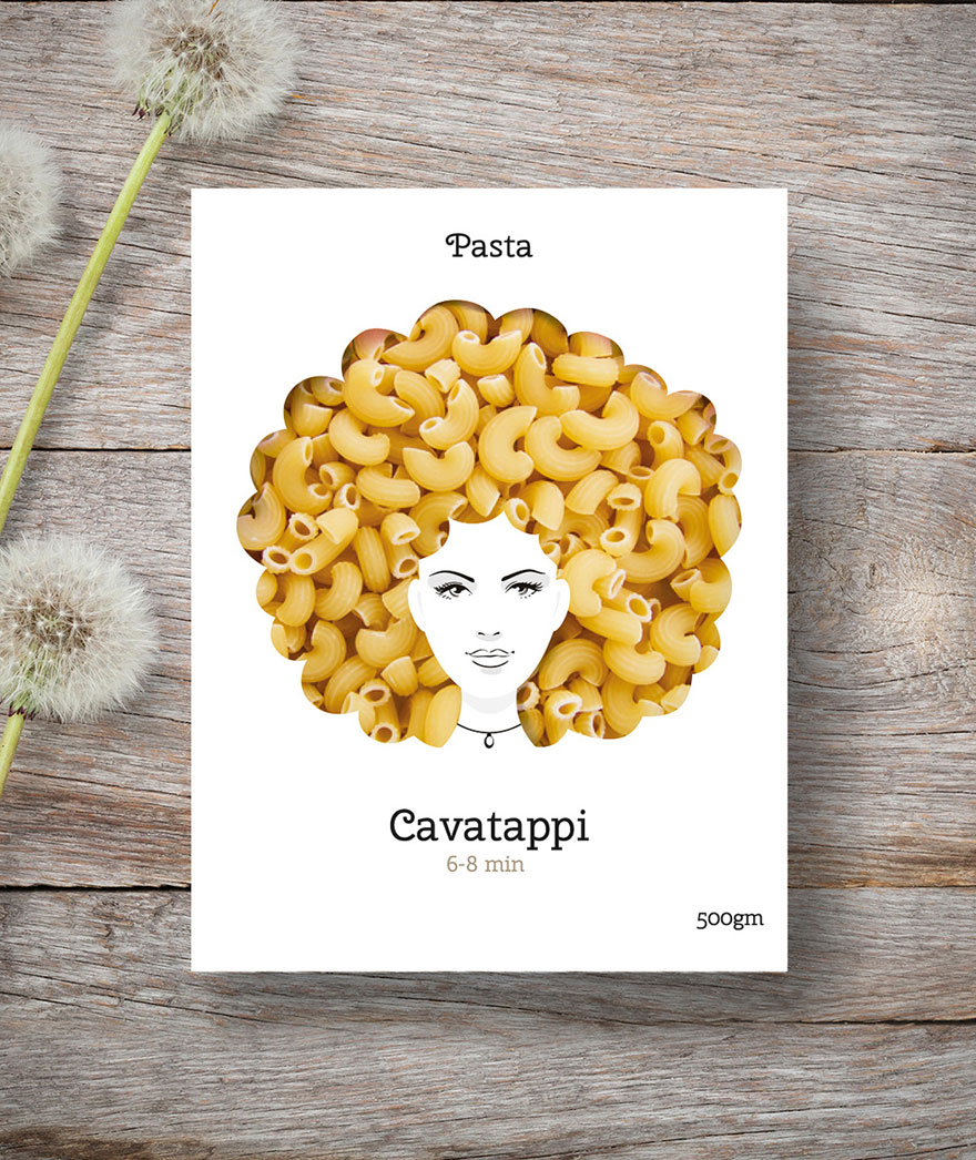 Creative Packaging Design Turns Pasta Into Hair Creative Packaging Design Turns Pasta Into Hair