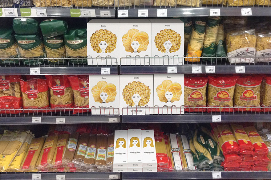 Creative Packaging Design Turns Pasta Into Hair Creative Packaging Design Turns Pasta Into Hair