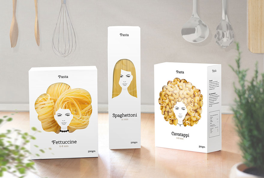 Creative Packaging Design Turns Pasta Into Hair Creative Packaging Design Turns Pasta Into Hair