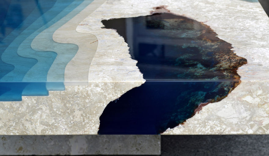 Lagoon Tables That I Made By Merging Resin With Cut Travertine Marble Lagoon Tables That I Made By Merging Resin With Cut Travertine Marble