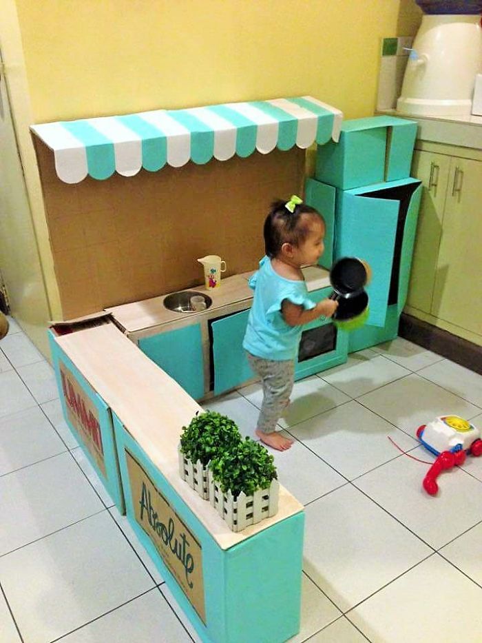 How To Create A Mini Cardboard Kitchen For Your Toddler How To Create A Mini Cardboard Kitchen For Your Toddler