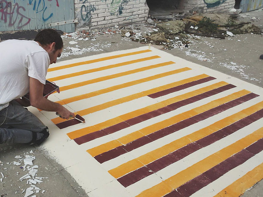 I Spray Paint Floors Of Abandoned Places With Colorful Tile Patterns I Spray Paint Floors Of Abandoned Places With Colorful Tile Patterns