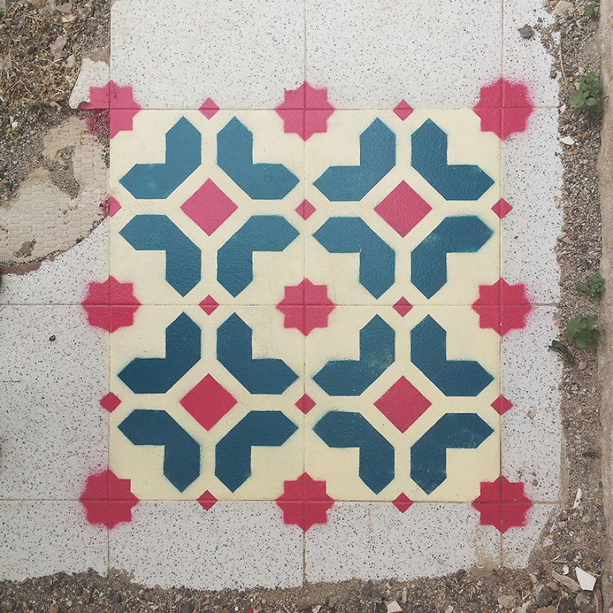 I Spray Paint Floors Of Abandoned Places With Colorful Tile Patterns I Spray Paint Floors Of Abandoned Places With Colorful Tile Patterns