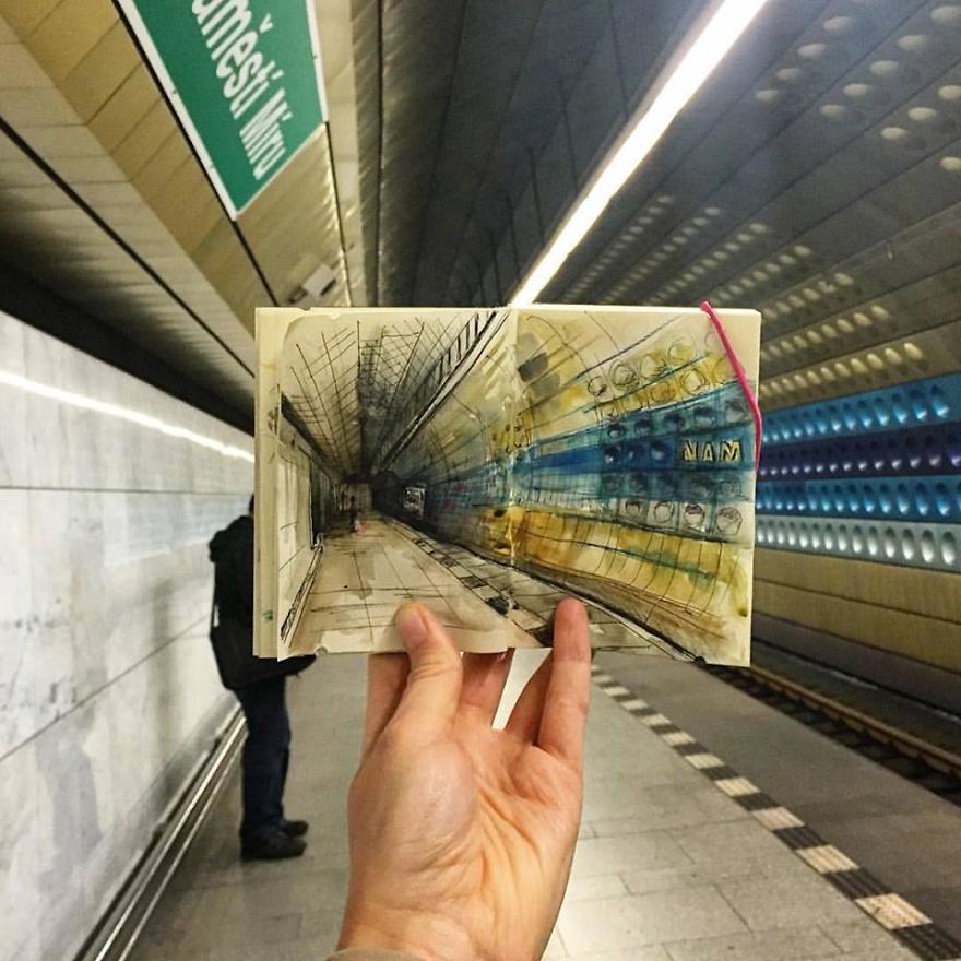 I Sketch The Places I Go To Every Day So That I Can Remember Them