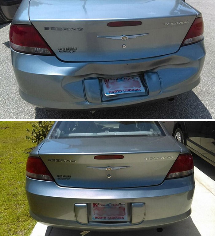 A Hot Day Perfectly Repairs Car’s Bumper A Hot Day Perfectly Repairs Car’s Bumper