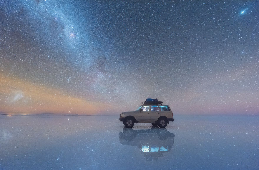 Russian Photographer Captures Breathtaking Photos Of Milky Way Mirrored On Salt Flats In Bolivia Russian Photographer Captures Breathtaking Photos Of Milky Way Mirrored On Salt Flats In Bolivia