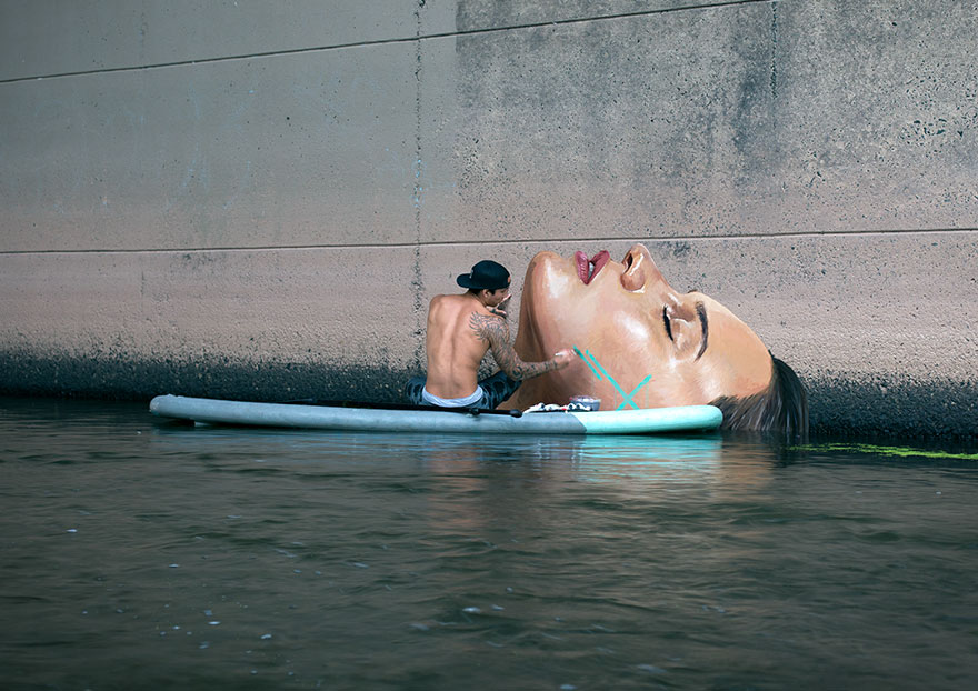Artist Paints NEW Stunning Seaside Murals While Balancing On A Paddleboard Artist Paints NEW Stunning Seaside Murals While Balancing On A Paddleboard