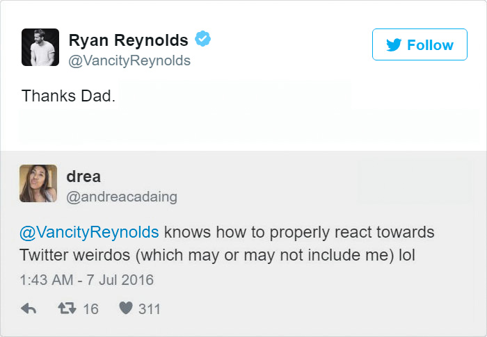 24 Times Ryan Reynold’s Twitter Replies Were Pure Gold 24 Times Ryan Reynold’s Twitter Replies Were Pure Gold