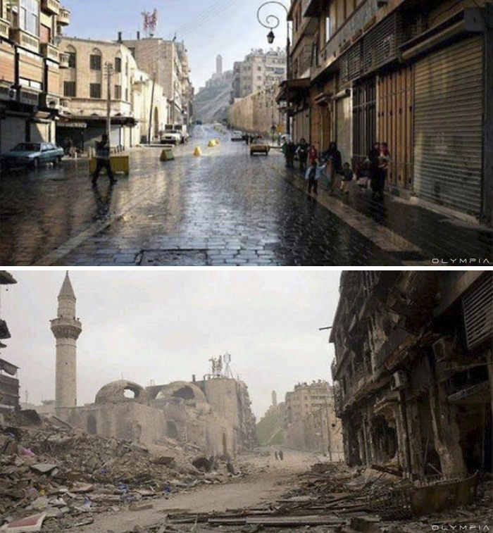 28 Before-And-After Pics Reveal What War Did To The Largest City In Syria 28 Before-And-After Pics Reveal What War Did To The Largest City In Syria