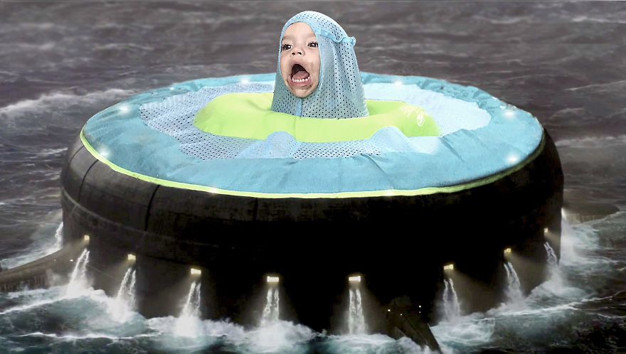 Challenge: Photoshop This Child With A Raft On His Head