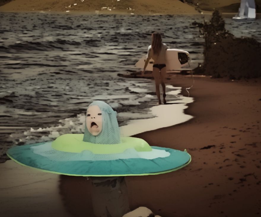 Challenge: Photoshop This Child With A Raft On His Head