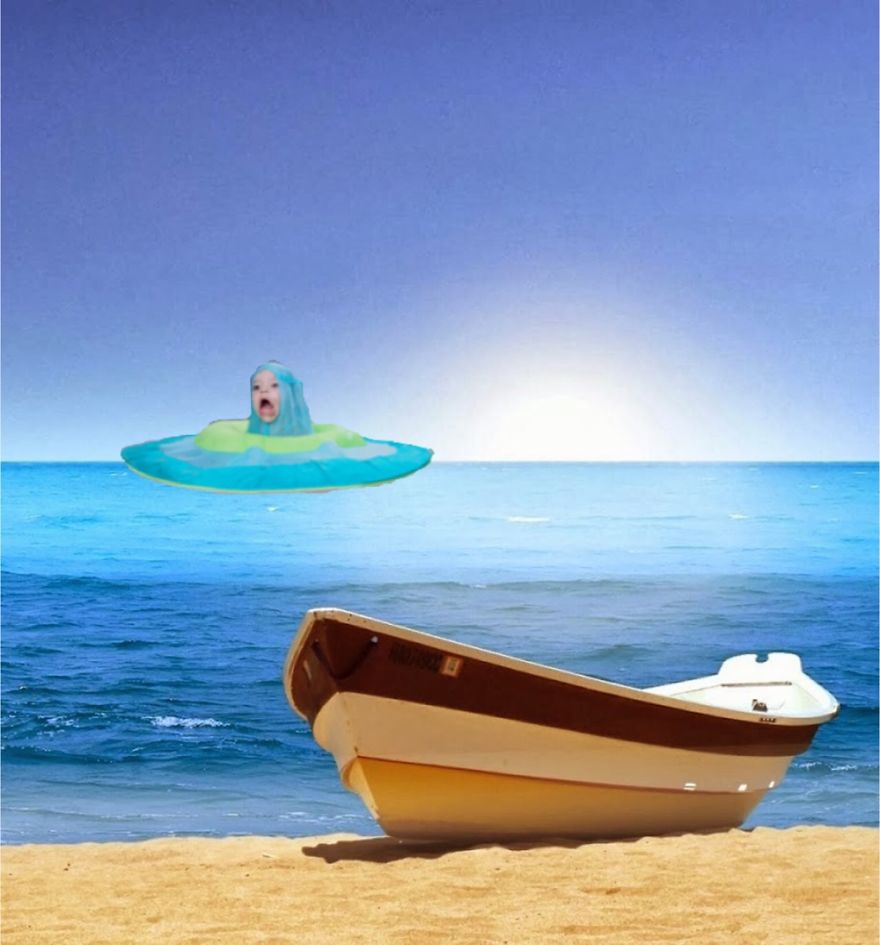 Challenge: Photoshop This Child With A Raft On His Head