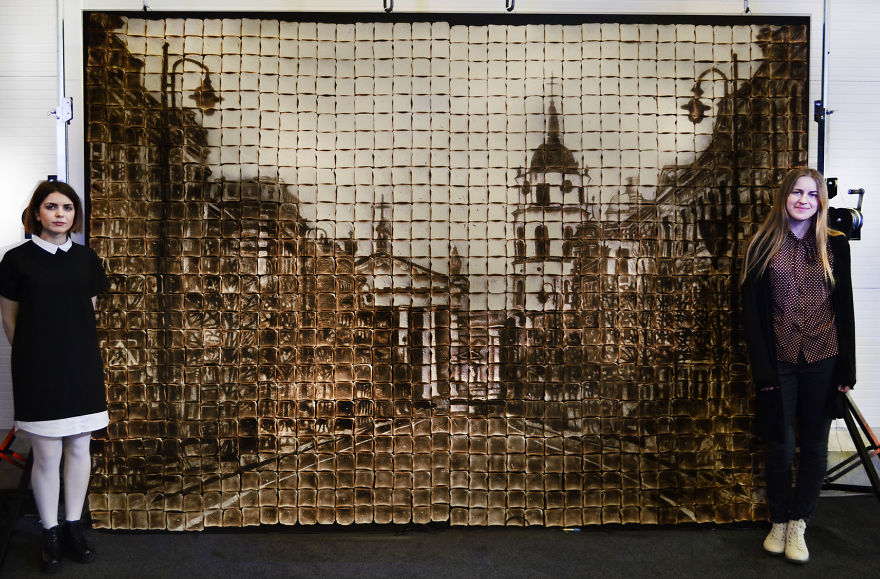 We Made A Giant Toasted Bread Picture Of Our Hometown Vilnius We Made A Giant Toasted Bread Picture Of Our Hometown Vilnius