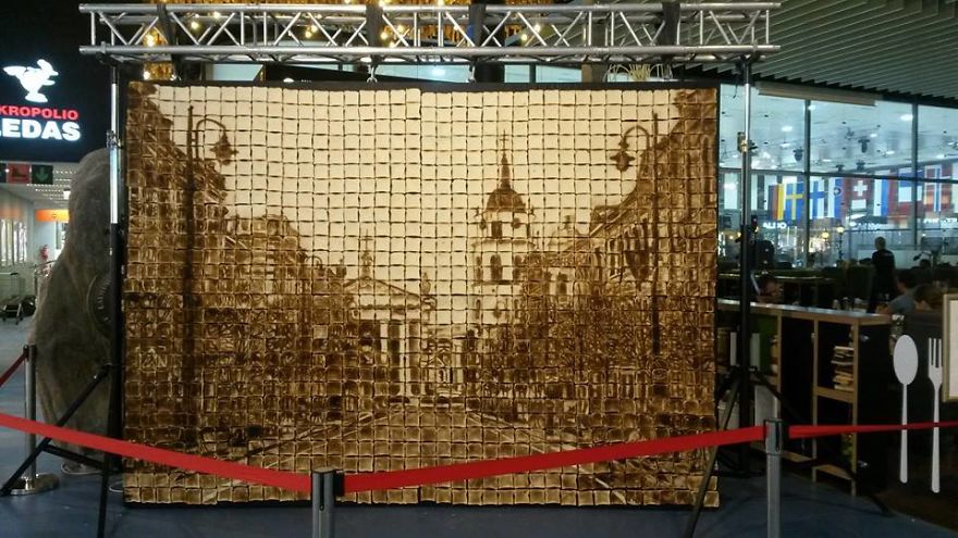 We Made A Giant Toasted Bread Picture Of Our Hometown Vilnius We Made A Giant Toasted Bread Picture Of Our Hometown Vilnius