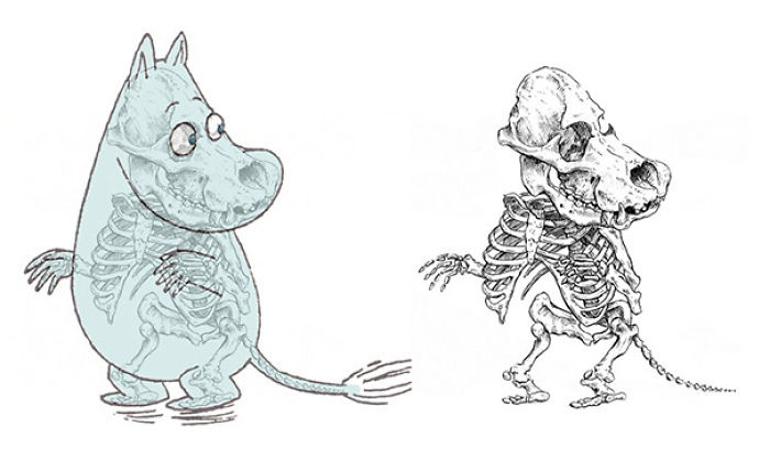 Artist Reveals The Skeletons Of Famous Cartoon Characters Artist Reveals The Skeletons Of Famous Cartoon Characters