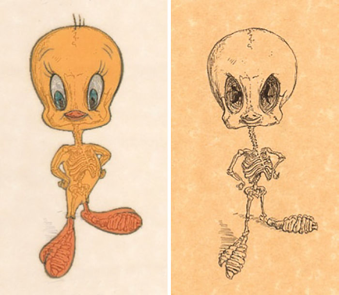 Artist Reveals The Skeletons Of Famous Cartoon Characters Artist Reveals The Skeletons Of Famous Cartoon Characters