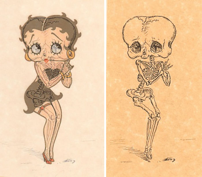 Artist Reveals The Skeletons Of Famous Cartoon Characters Artist Reveals The Skeletons Of Famous Cartoon Characters