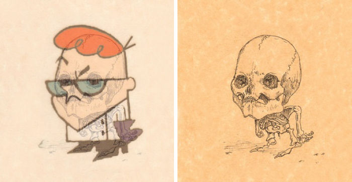 Artist Reveals The Skeletons Of Famous Cartoon Characters Artist Reveals The Skeletons Of Famous Cartoon Characters
